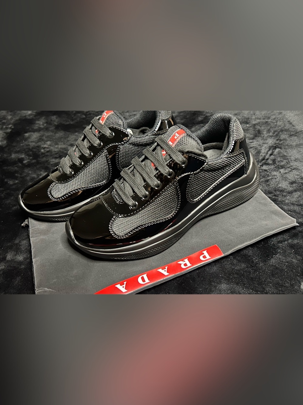 Prada Black Glossy & Mesh women’s Sneakers